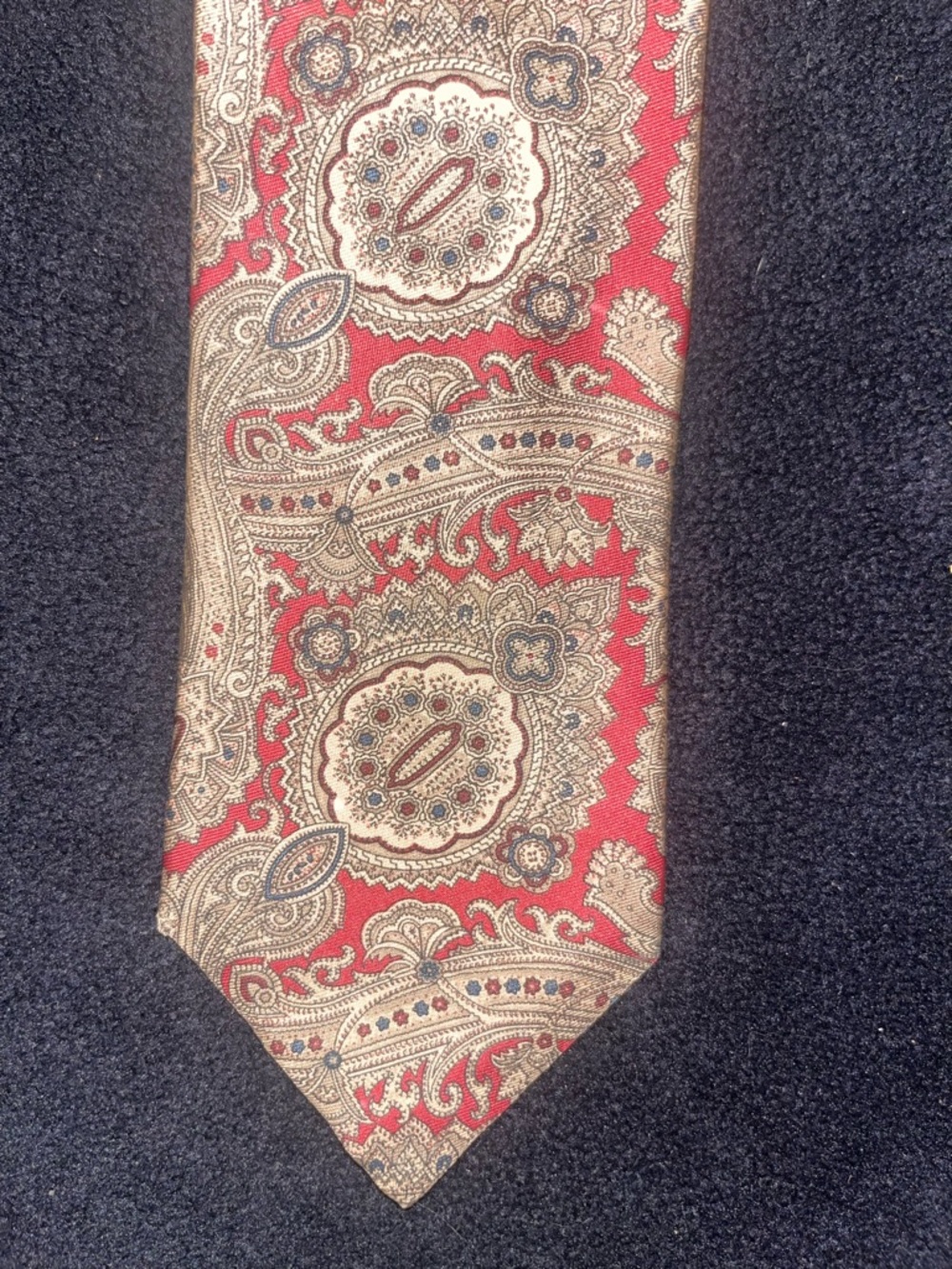 Men's Red Paisley Silk-Blend‎ Tie with Ivory & Gold Accents-Logan’s of Lexington